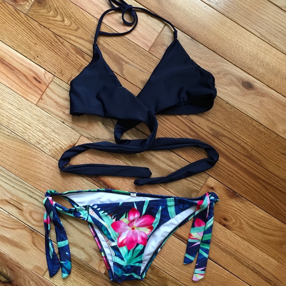 Navy Floral Bikini